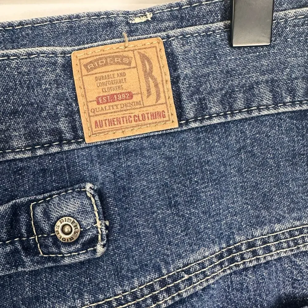 Vintage 90s Riders Ridig Medium Wash Denim Asymmetric Skirt Sz 34 Waist